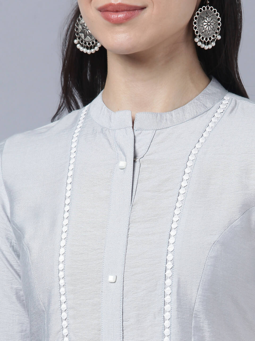 Myshka Stylish Grey Viscose 3/4 Sleeve Women's Kurta Pant Set - Distacart