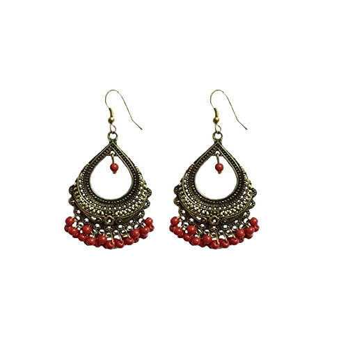 Tiaraa Red Beads Polki Earrings For Women - Distacart