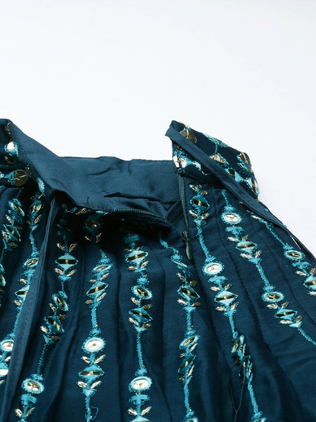 House of Panchhi Women Teal Georgette Sequins Work Lehenga & Blouse with Dupatta - Distacart