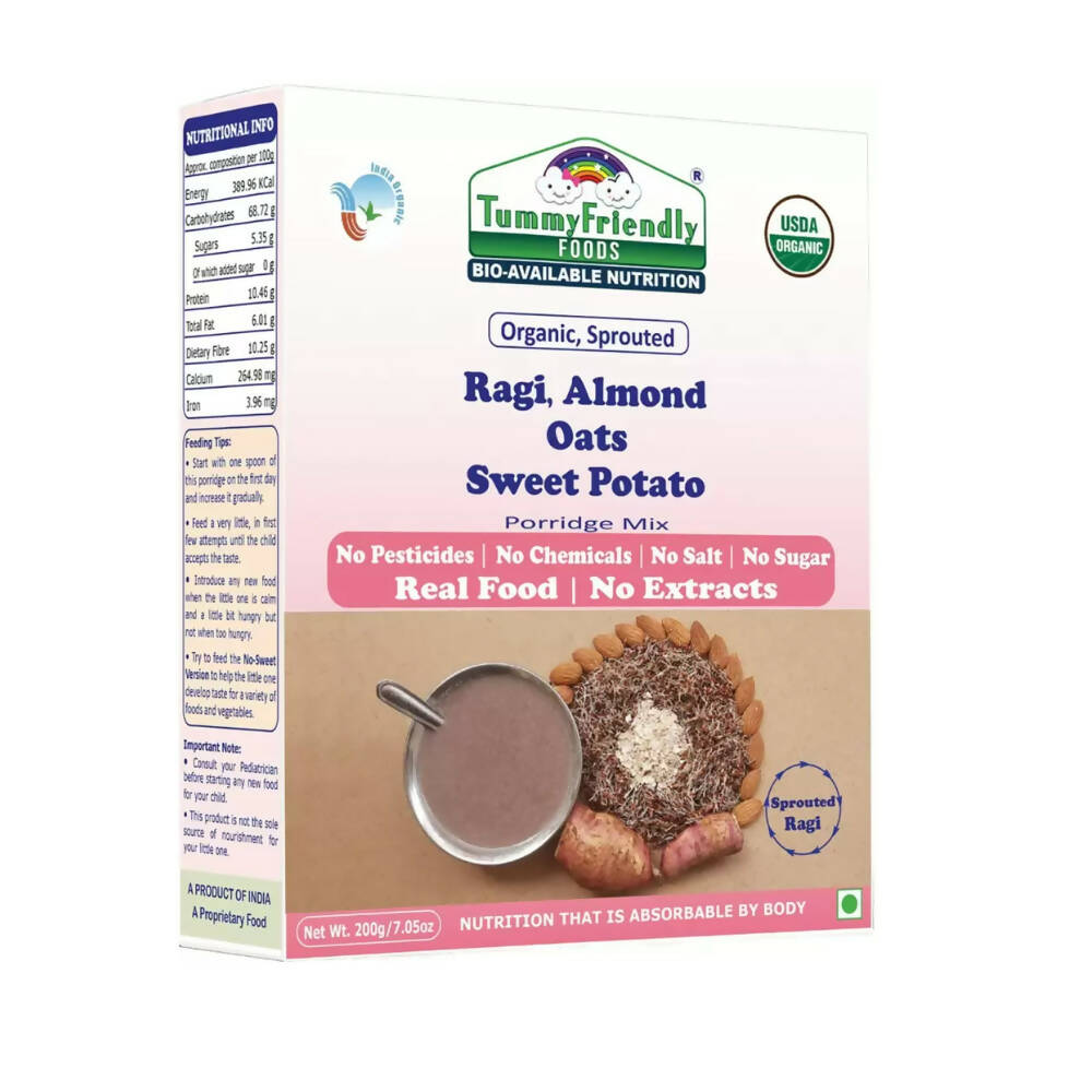 TummyFriendly Foods Stage3 Sprouted Ragi, Brown Rice, Oats, Sathu Maavu, Pulses, Vegetables & Fruit Porridge Mixes For 8 Months - Distacart