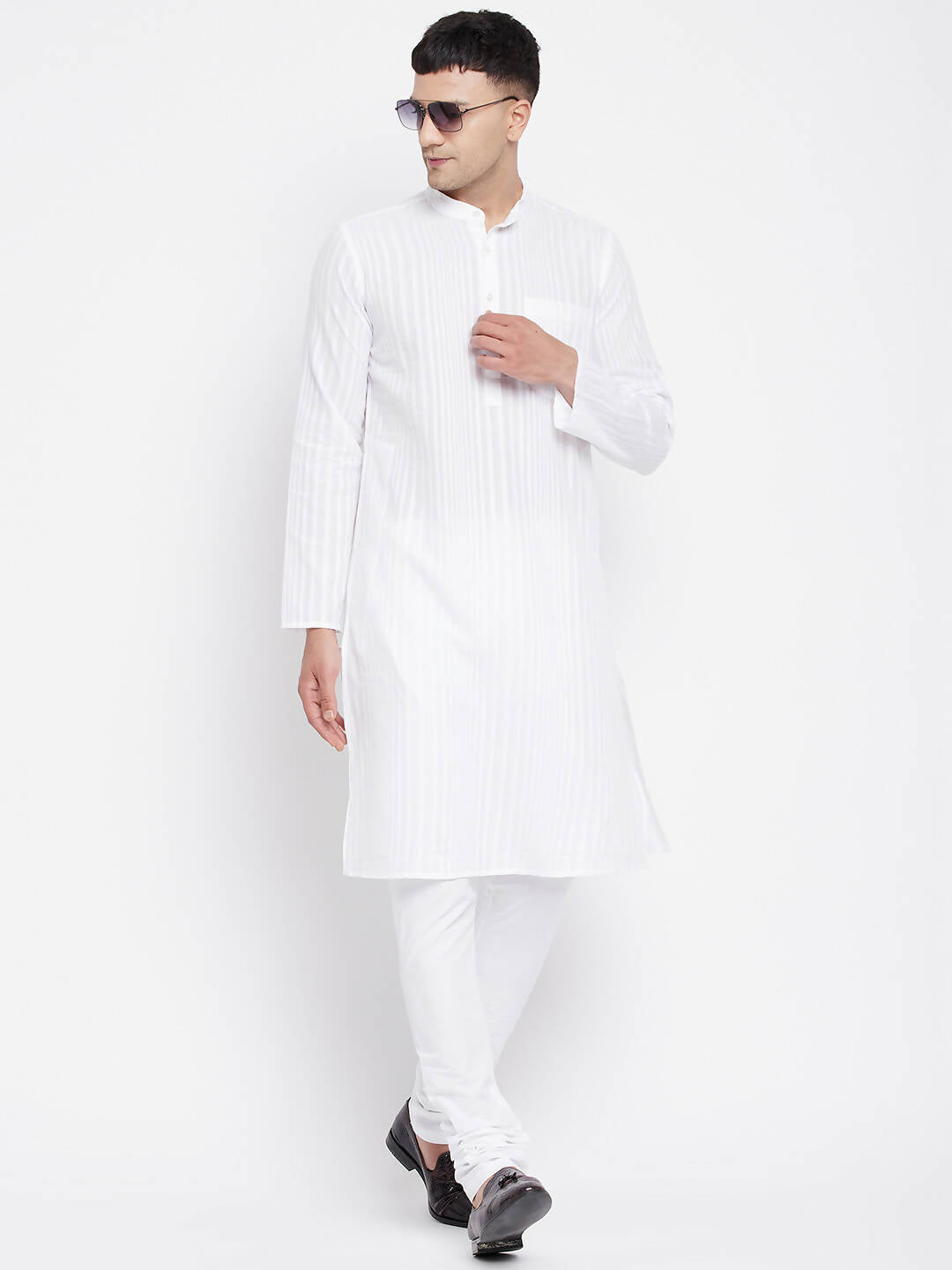 Even Apparels White Pure Cotton Men Kurta With Band Collar - Distacart