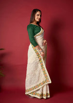 Thumbnail for Vamsee White Georgette Designer Saree - Distacart