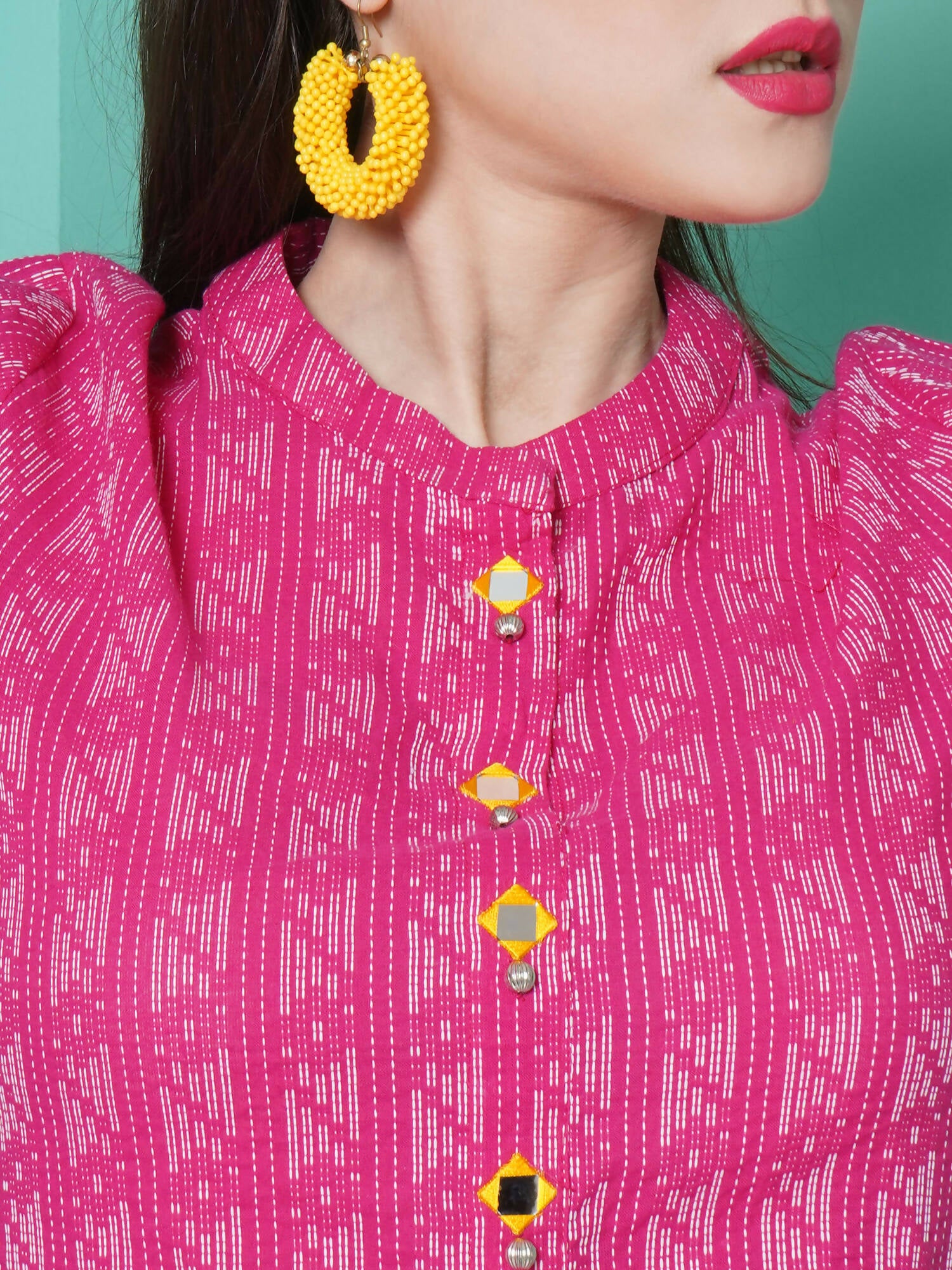 Women Republic Pink Cotton Kantha Kurta Set - Distacart