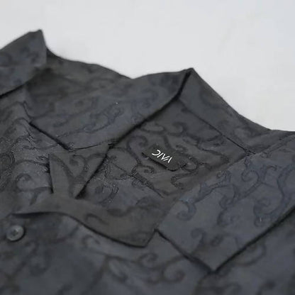 Diva Globe Black Lapel Collar Shirt - Distacart