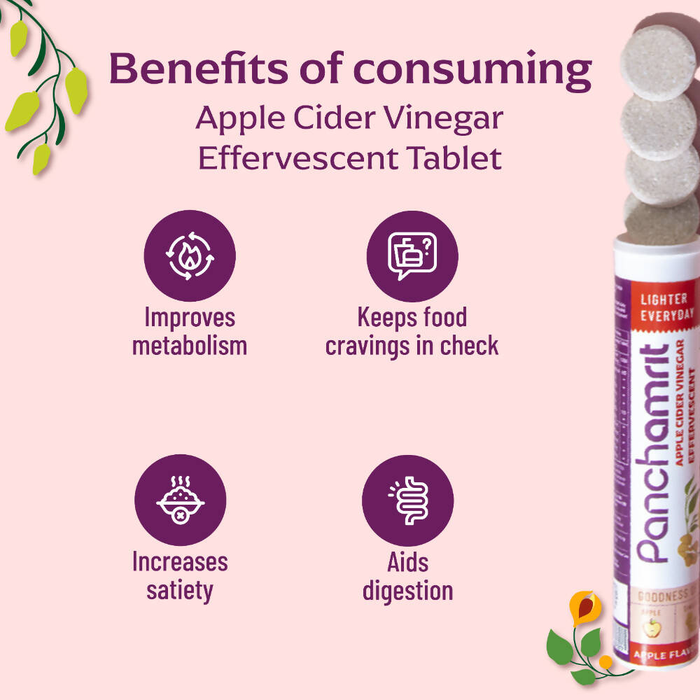 Panchamrit Apple Cider Vinegar Effervescent Tablets-Apple Flavor - Distacart