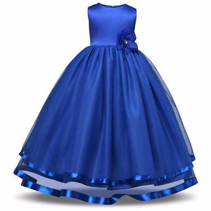 Asmaani Baby Girl's Royal Blue Color Satin A-Line Maxi Full Length Dress (AS-DRESS_22062) - Distacart