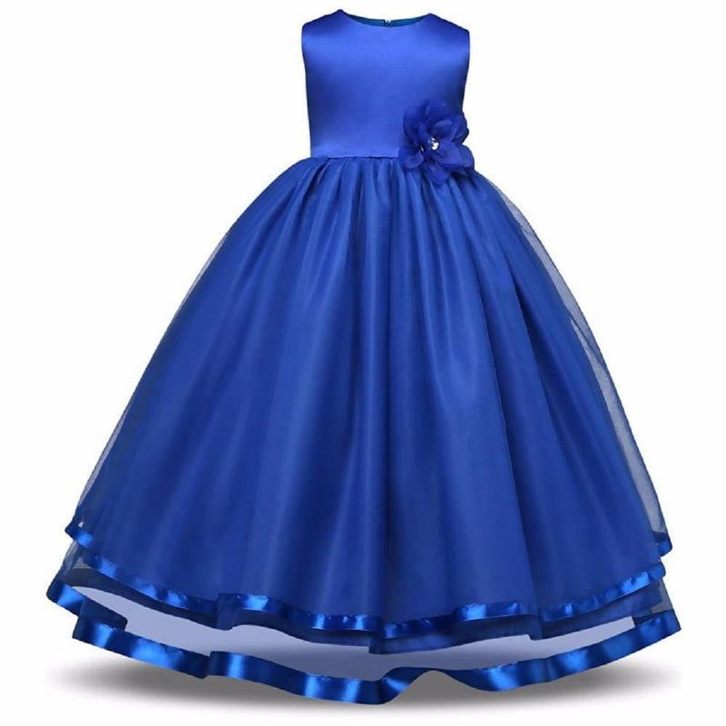 Asmaani Baby Girl&#39;s Royal Blue Color Satin A-Line Maxi Full Length Dress (AS-DRESS_22062) - Distacart