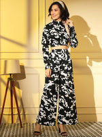 Thumbnail for Black Crepe Digital Printed Top With Matching Trouser - Shivani - Distacart