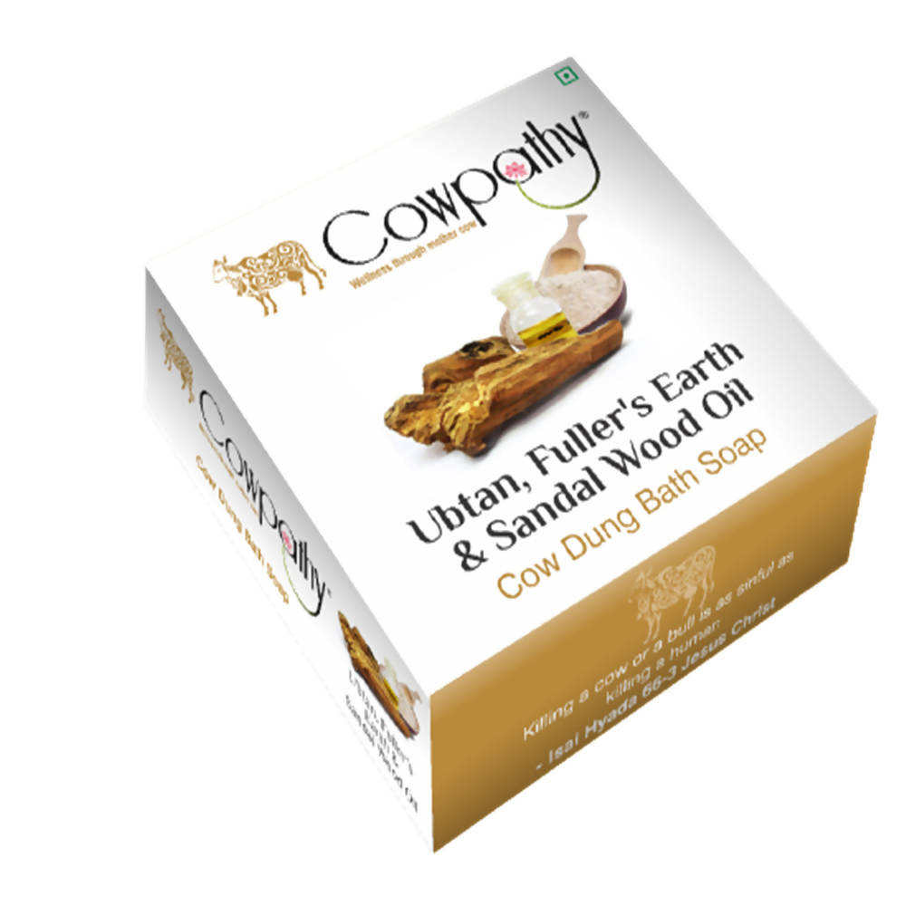 Cowpathy Ubtan, Fuller's Earth & Sandal Wood Oil Cow Dung Bath Soap (75gm) - Distacart