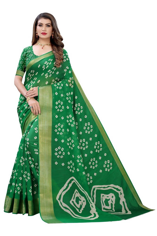 Vamika Green Linen Jari Border Saree