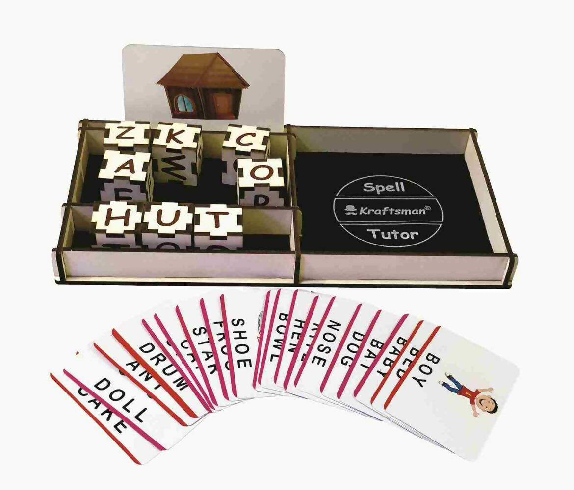 Kraftsman Wooden Spell Tutor Spelling Learning Game With Flash Cards | Educational Toys & Return Gift - Distacart