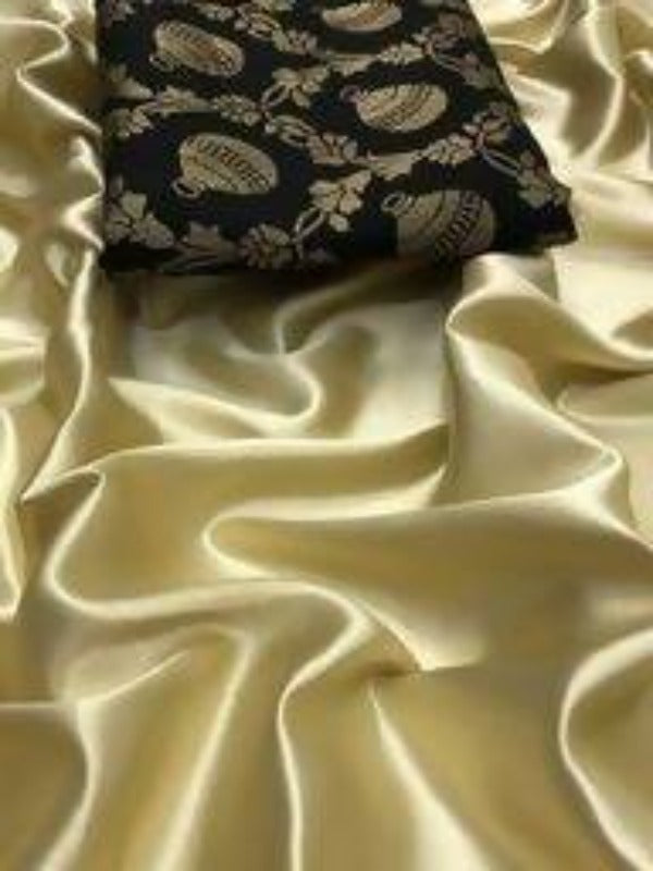 Golden Satin Designer Saree (GOLD DUST BLACK)	