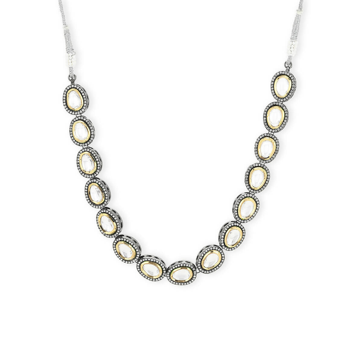 Silver-Toned Brass Rhodium-Plated Necklace - Ruby Raang - Distacart