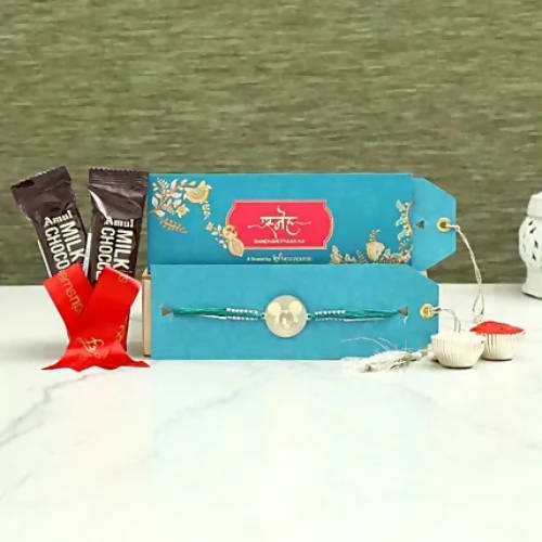 Cute Mickey Metal Rakhi & Amul Milk Chocolate Flow Wraps - Distacart