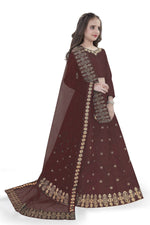 Thumbnail for Dwiden Maroon Queen Tafetta Sattin Semi-Stitched Girl's Lehenga Choli - Distacart