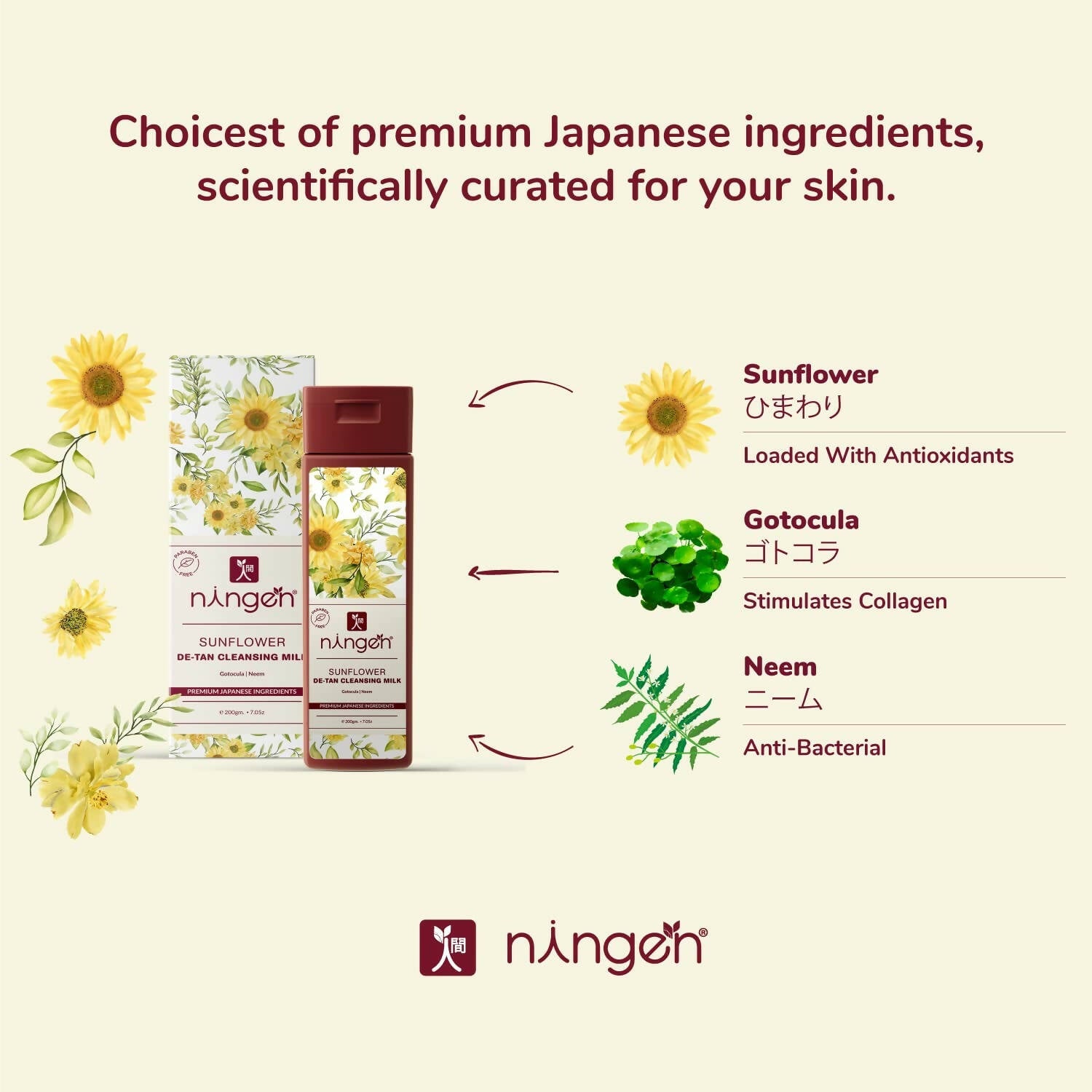 Ningen Sunflower De-Tan Cleansing Milk Cream - Distacart