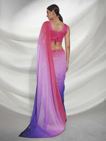 Thumbnail for Pink Georgette Sequence Embroidery Saree With Unstitched Blouse Piece - Rajal - Distacart