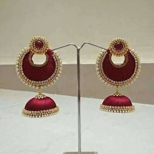Pink Color with Jhumki Beads Earrings - Distacart
