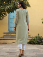 Thumbnail for Juniper Women's Ltgreen Georgette Printed Kurta - Distacart