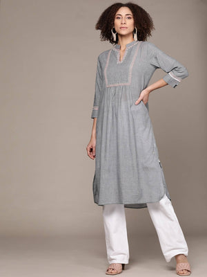 Ritu Kumar Women Grey Yoke Design Kurta - Distacart