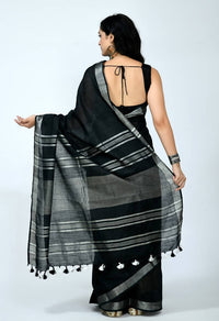 Thumbnail for Mominos Fashion Moeza Bhagalpuri Handloom Silk Black Saree