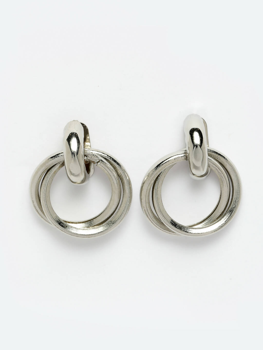 NVR Women's Western Silver Plated Circular Metal Hoop Earrings - Distacart