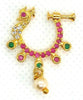 Pink & White AD Peacock Bridal Nose Ring