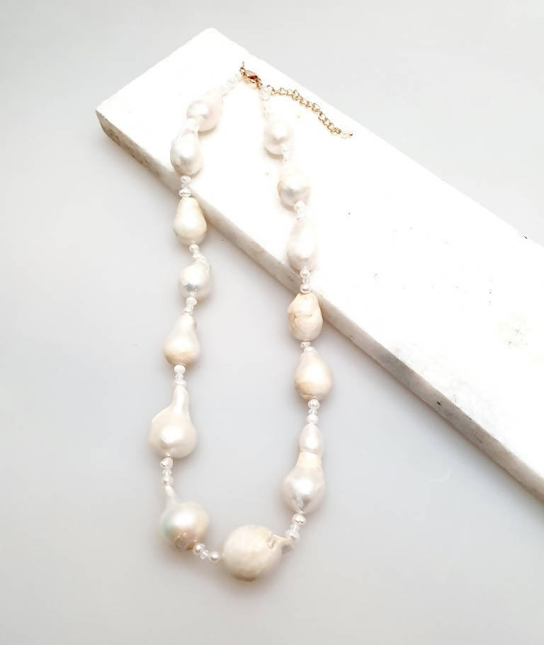 Bling Accessories Baroque Pearl Glass Crystal Necklace - Distacart