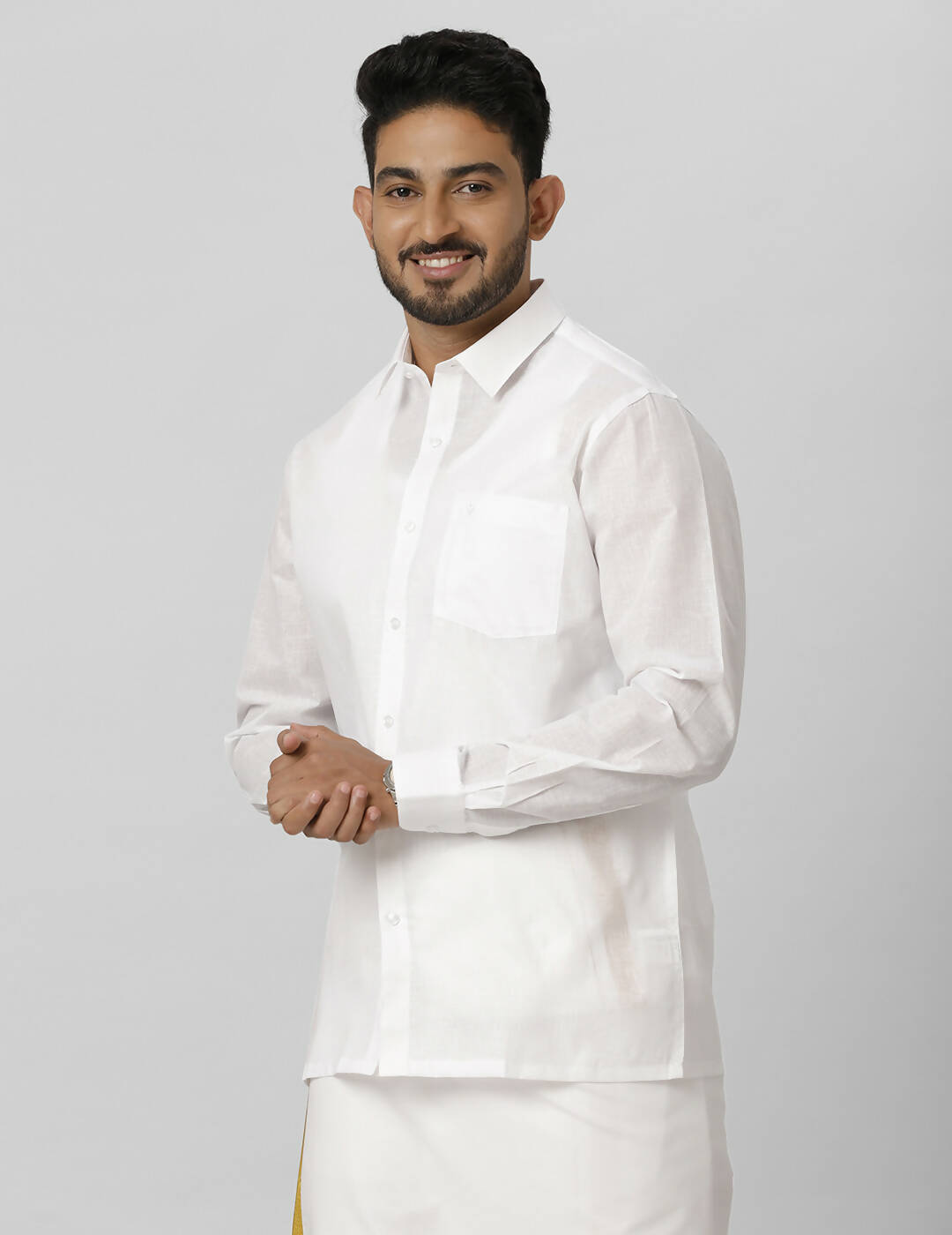 Ramraj Cotton Mens Full Sleeve Formal Poly Cotton White Shirt - Distacart
