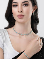 Thumbnail for NVR Women Silver Plated & Blue Cz Stone Handcrafted Jewellery Set - Distacart