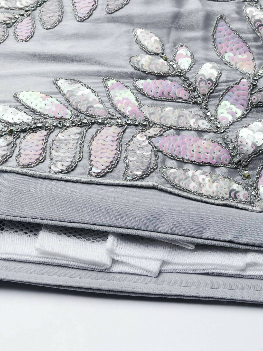 House of Panchhi Grey Organza Sequins & Zarkan embroidery Lehenga choli & Dupatta - Distacart