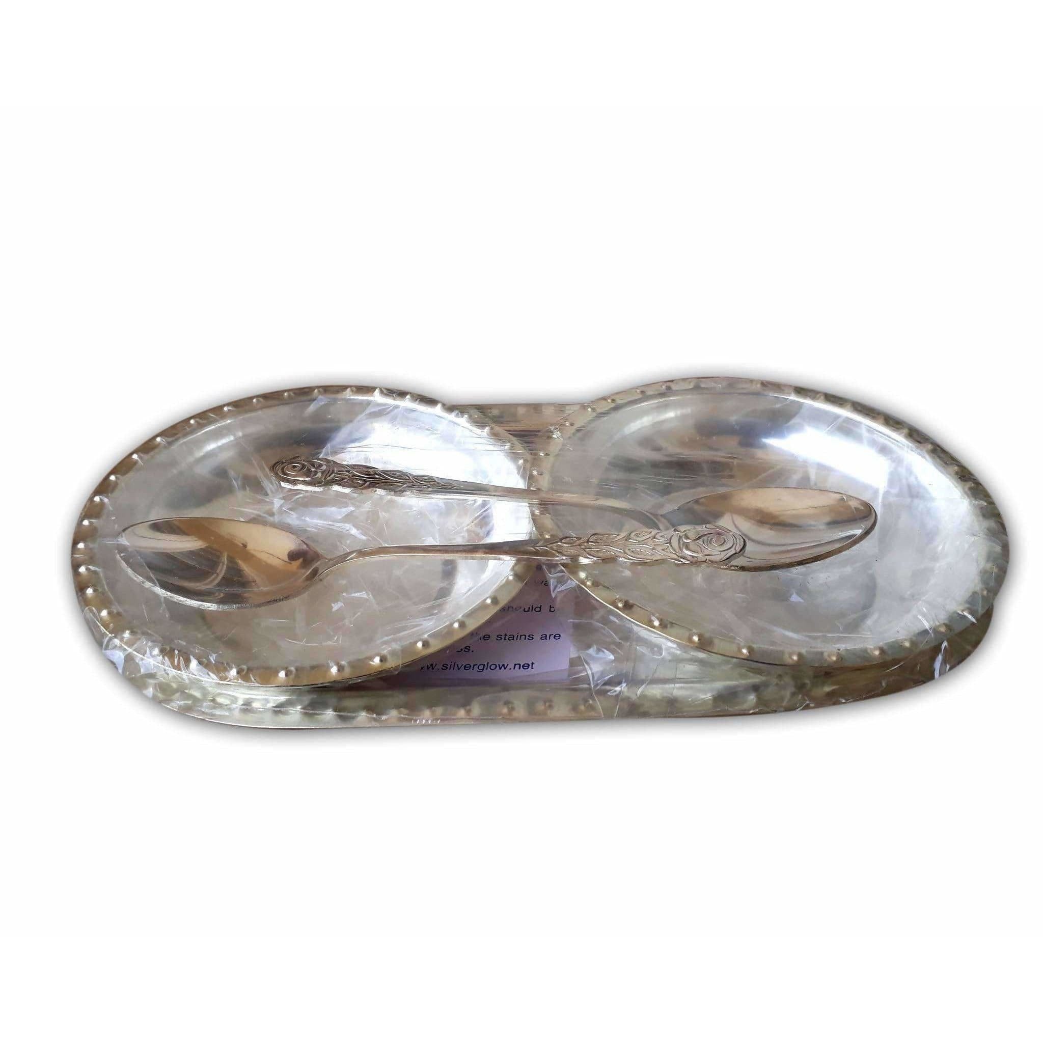 Silver Tray with Cups and Spoons - Distacart