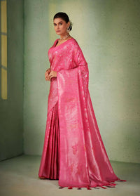 Thumbnail for Glorious Designer Pink Color Kanjivaram Silk Saree With Weaving Work - Yomika Fashions - Distacart