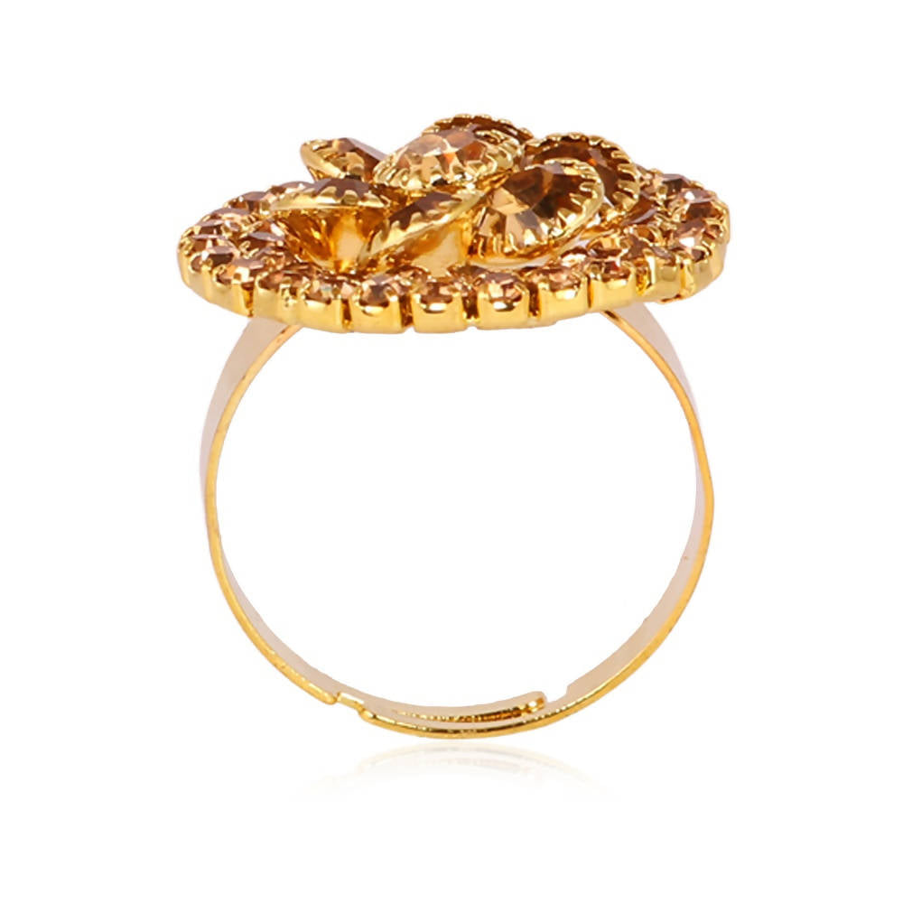 Tehzeeb Creations Golden Colour Ring With Golden Stone