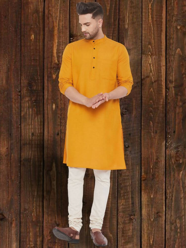 Even Apparels Pure Cotton Yellow Kurta - Yellow - Distacart