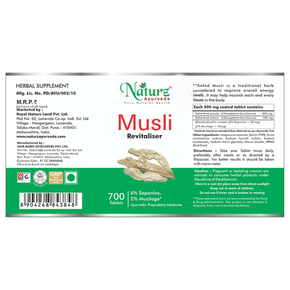 Naturz Ayurveda Musli Revitaliser Tablets - Distacart