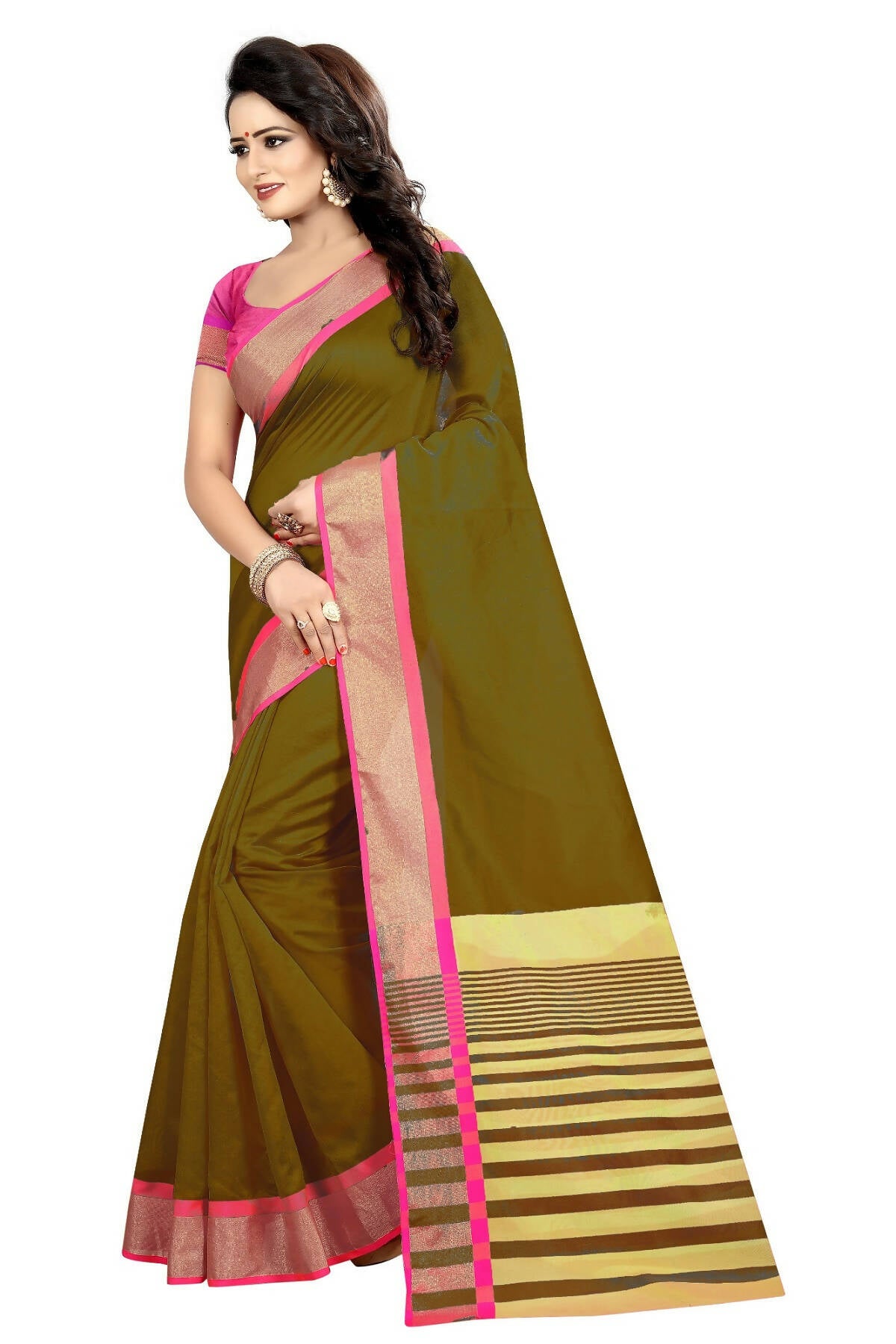 Vamika Weaving Green Cotton Silk Saree (MASTANI WEAVING GREEN) - Distacart