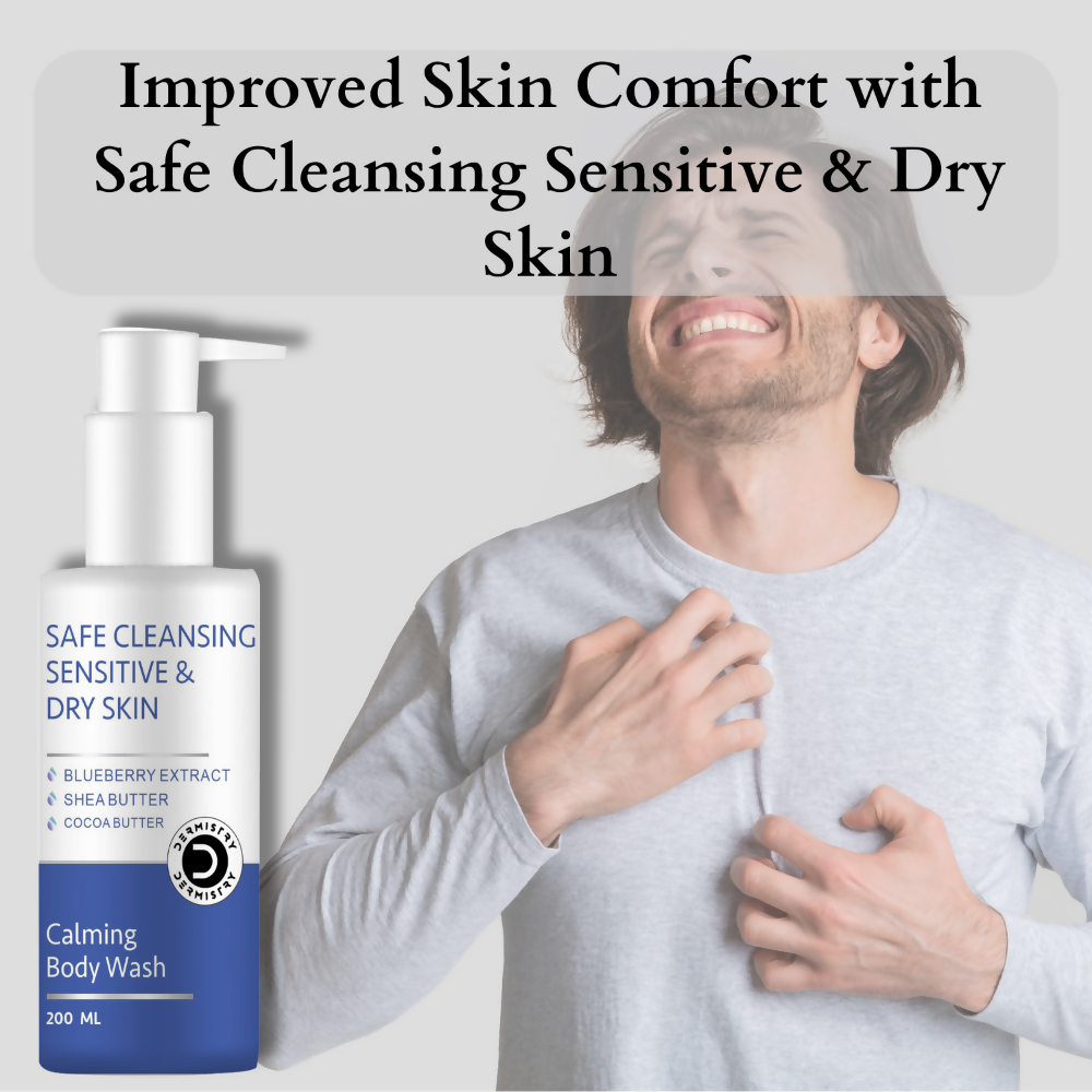 Dermistry Sensitive & Dry Skin Care Calming Soothing Body Wash Safe Soap Free Cleanser Blue Berry - Distacart