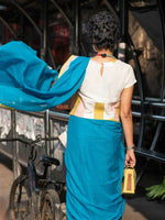 Thumbnail for Suta Blue Solid Mul Cotton Saree - Distacart