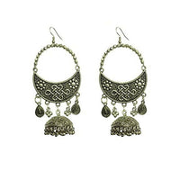 Thumbnail for Tiaraa Silver Alloy Oxidised Jhumki Dangle Earrings For Women - Distacart