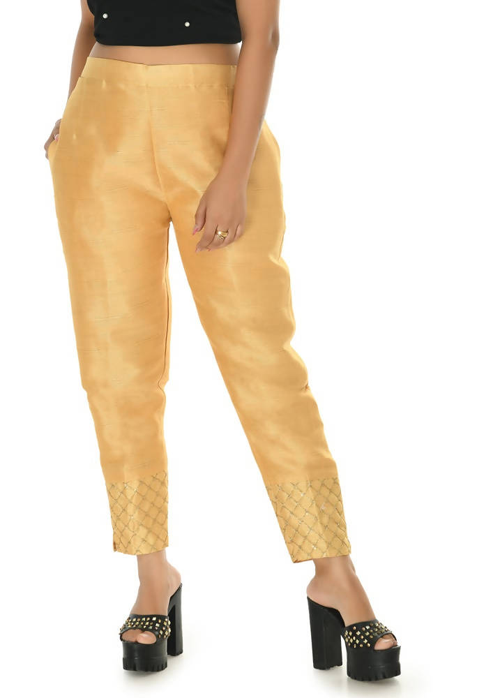 Mominos Fashion Moeza Silk Golden Color Pant