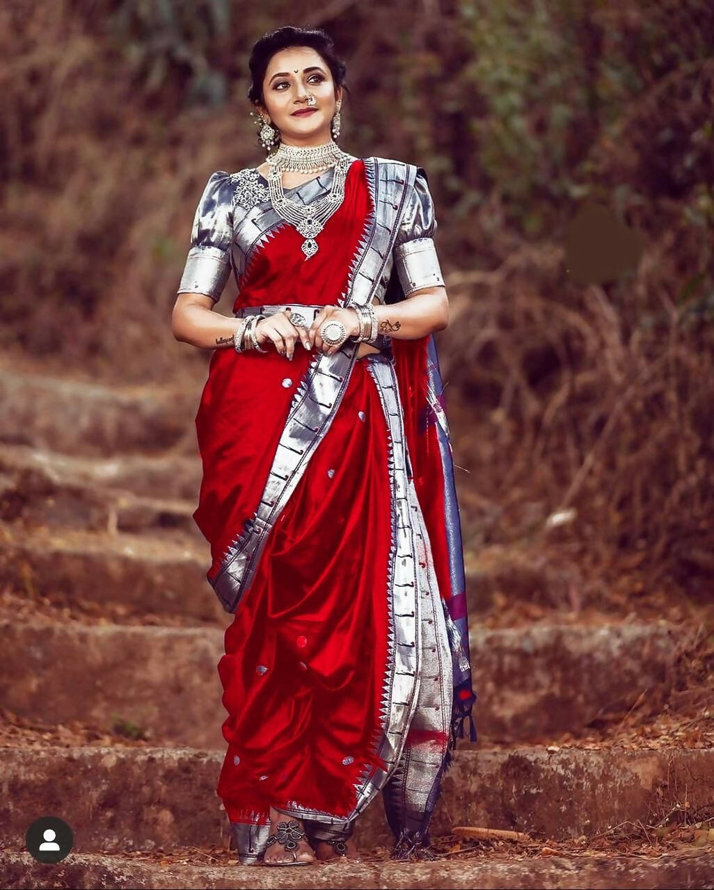 DEIANA'S Beautiful Golden Jari with New Design Soft Lichi Silk Saree - Red - Distacart