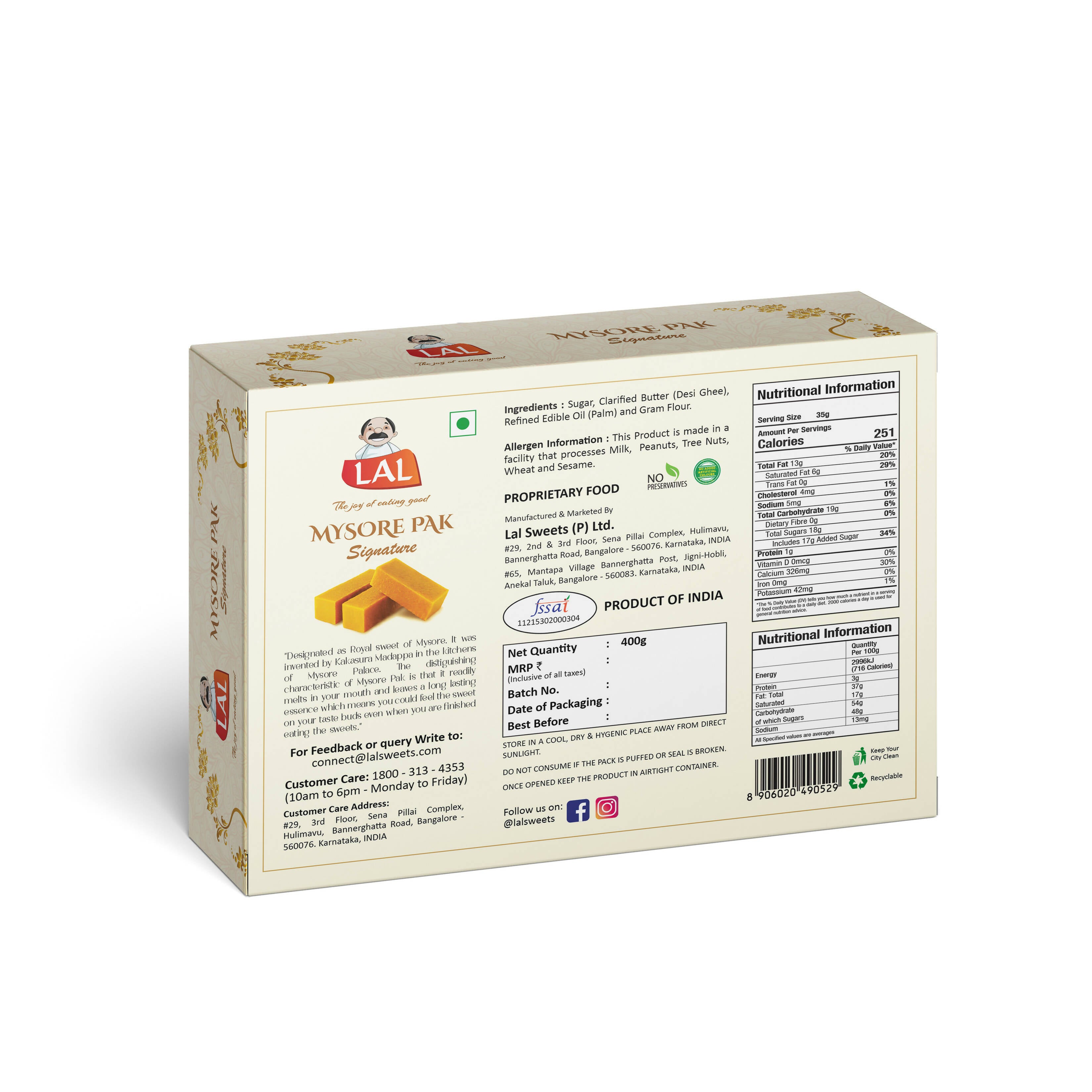 Lal Sweets Mysore Pak Signature - Distacart