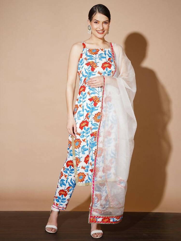 Myshka Women Multi Printed Kurta & Trousers With Dupatta - Distacart