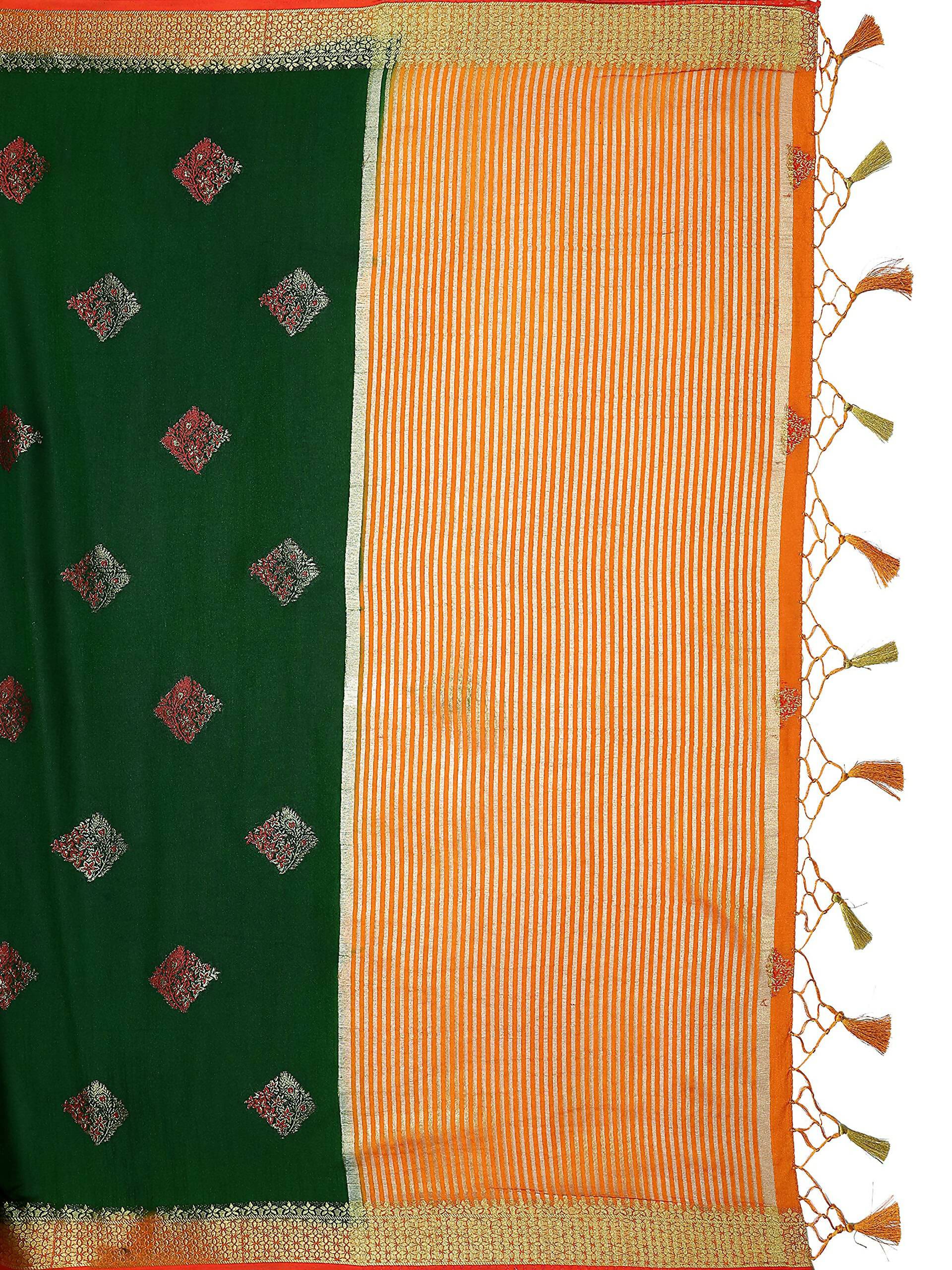 Mimosa Women's Kanchipuram Art Silk Green Saree - Distacart
