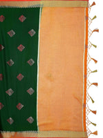 Thumbnail for Mimosa Women's Kanchipuram Art Silk Green Saree - Distacart