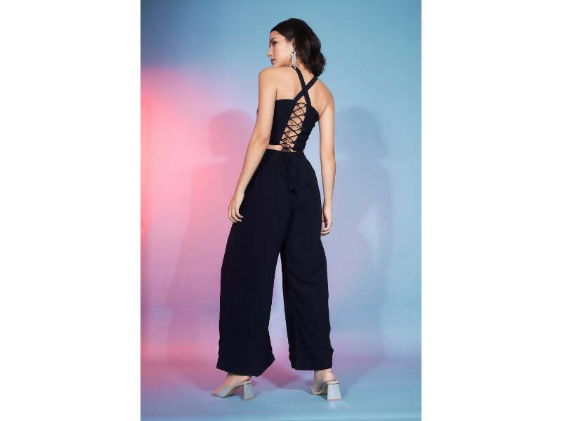 Navy Georgette Sequence With Thread Designer Co-Ord Set - Flory - Distacart
