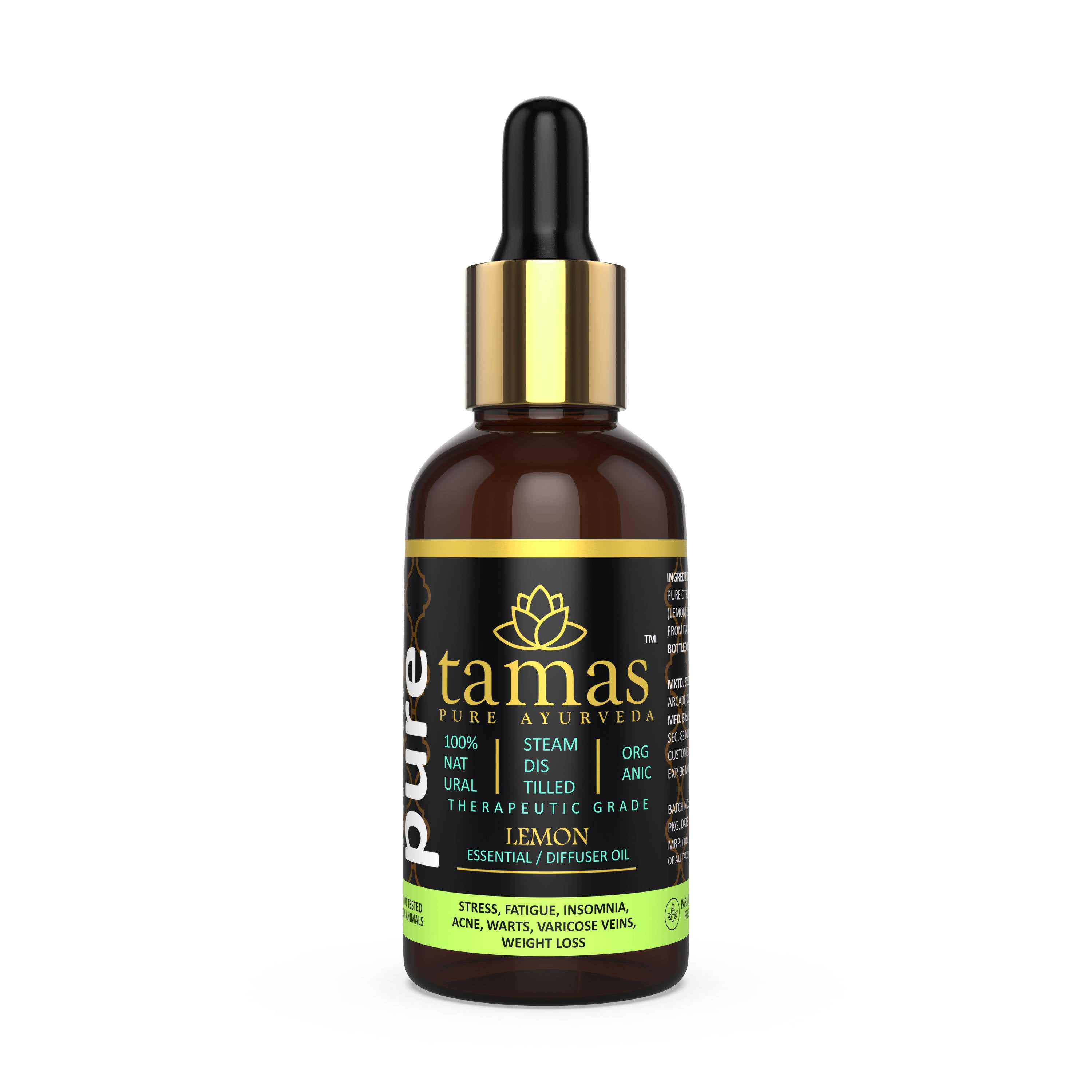 Tamas Pure Ayurveda 100% Organic Lemon Essential Oil-USDA Certified Organic - Distacart