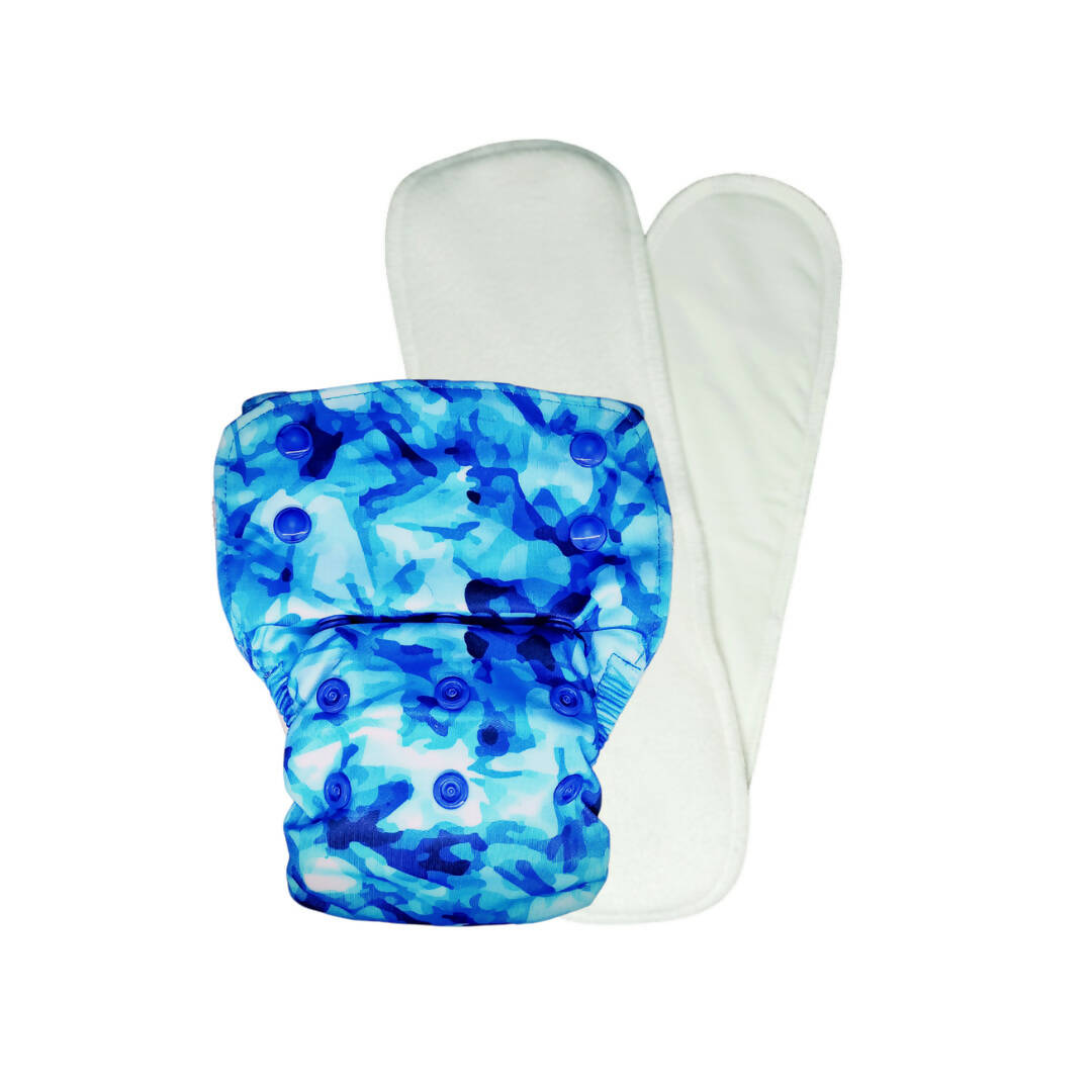 Kindermum Nano Aio Cloth Diaper With 2 Organic Cloth Inserts- Aqua For Kids - Distacart