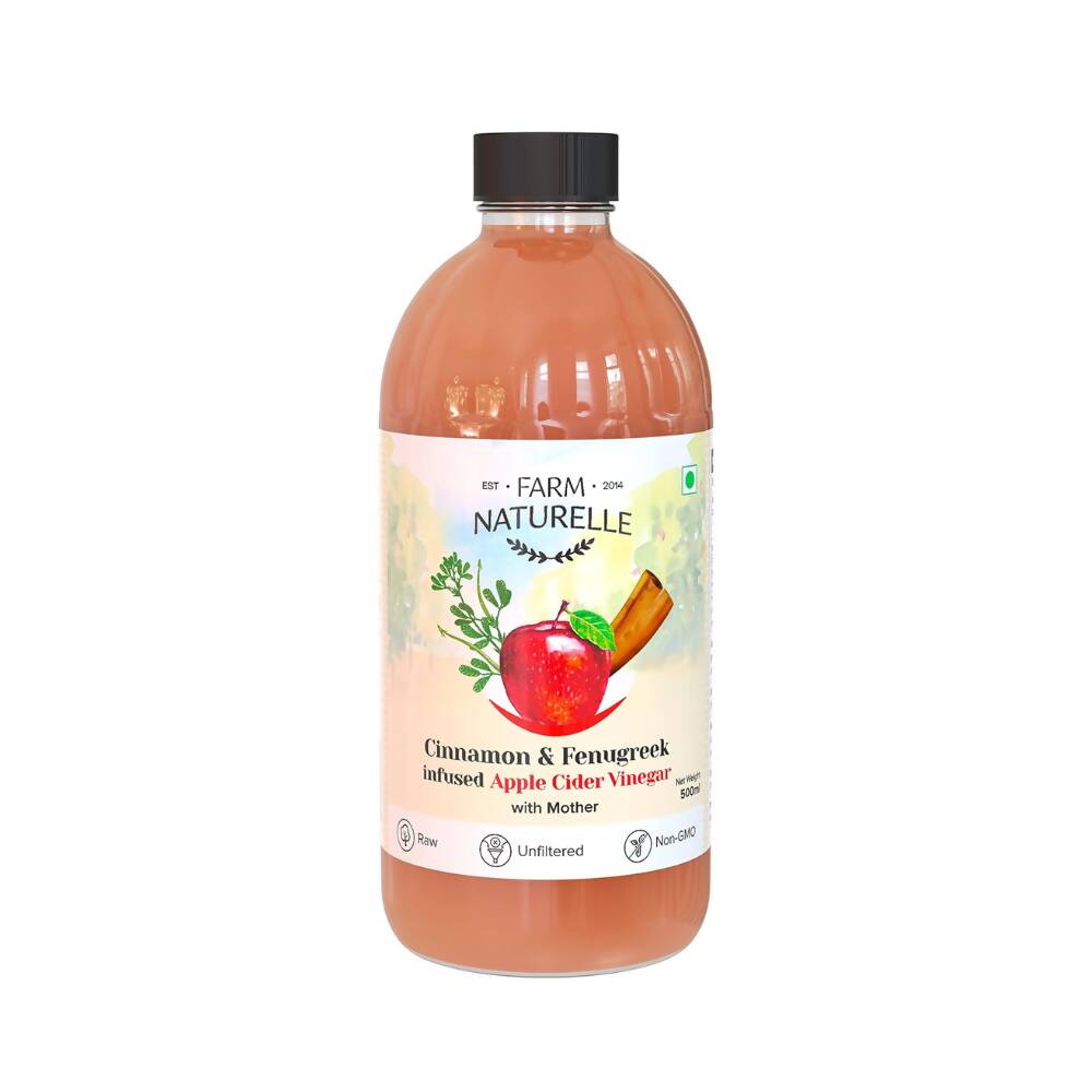 Farm Naturelle Organic Apple Cider Vinegar with Mother and Infused Cinnamon & Fenugreek - Distacart